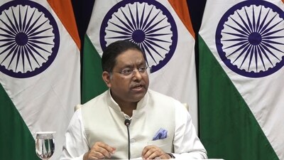 MEA Spokesperson Randhir Jaiswal briefs the media, in New Delhi. (PTI) MEA Spokesperson Randhir Jaiswal briefs the media, in New Delhi. (PTI)