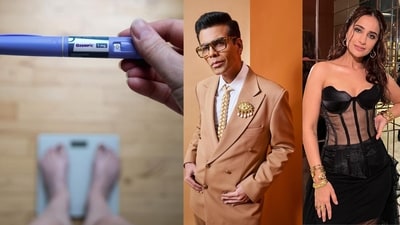 The anti-diabetic drug Ozempic has become popular for weight loss, prompting debates among celebrities like Karan Johar, Kusha Kapila and other health experts. (Photos: Adobe Stock, Instagram) The anti-diabetic drug Ozempic has become popular for weight loss, prompting debates among celebrities like Karan Johar, Kusha Kapila and other health experts. (Photos: Adobe Stock, Instagram)