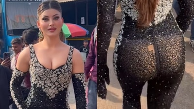 Netizens react to Urvashi Rautela's sheer pantsuit Netizens react to Urvashi Rautela's sheer pantsuit