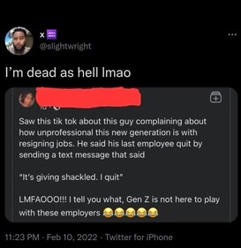 Gen Z quitting through a text message Gen Z quitting through a text message