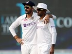 India's Axar Patel and Suryakumar Yadav during a Test match.
