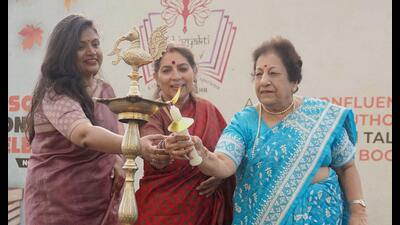 (From left) AWWA regional president Shuchi Katiyar, president Sunita Dwivedi and former army chief Gen VP Malik’s wife Ranjana Malik inaugurating the three-day literature festival at Western Command, Chandimandir on Friday. (Sant Arora/HT) (From left) AWWA regional president Shuchi Katiyar, president Sunita Dwivedi and former army chief Gen VP Malik’s wife Ranjana Malik inaugurating the three-day literature festival at Western Command, Chandimandir on Friday. (Sant Arora/HT)