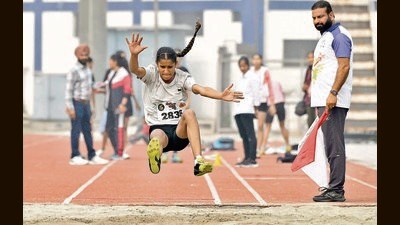 A player in action on the fifth day of Khedan Watan Punjab Diyan in Ludhiana on Friday. (HT Photo) A player in action on the fifth day of Khedan Watan Punjab Diyan in Ludhiana on Friday. (HT Photo)