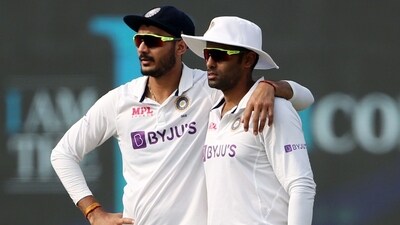 India's Axar Patel and Suryakumar Yadav during a Test match. (ANI) India's Axar Patel and Suryakumar Yadav during a Test match. (ANI)