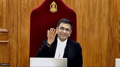 Chief Justice of India (CJI) DY Chandrachud sitting in a ceremonial four-judge bench convened to bid his farewell. Chief Justice of India (CJI) DY Chandrachud sitting in a ceremonial four-judge bench convened to bid his farewell.