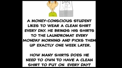 Can you solve the puzzle of how many shirts are needed if the student wears a fresh one every day? (Screengrab Threads/@se7en_shots) Can you solve the puzzle of how many shirts are needed if the student wears a fresh one every day? (Screengrab Threads/@se7en_shots)
