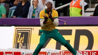  It was a bit of a procession of wickets after he was dismissed by Nqabayomzi Peter in the 16th over and India finished their innings on 202/8. (AFP) It was a bit of a procession of wickets after he was dismissed by Nqabayomzi Peter in the 16th over and India finished their innings on 202/8. (AFP)