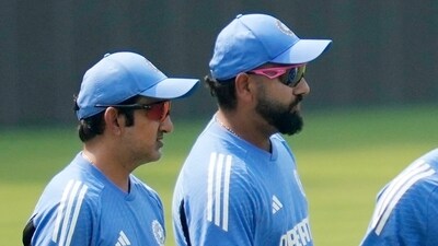 Gautam Gambhir and Rohit Sharma attend a practice session (AP)