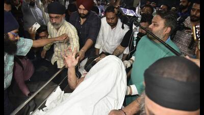 One of the injured outside Christian Medical College and Hospital. (HT Photo)