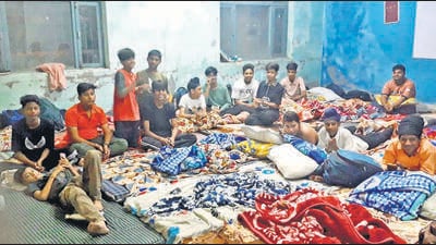 Some of the athletes in a classroom at a government school n Ludhiana on Friday. (HT photo) Some of the athletes in a classroom at a government school n Ludhiana on Friday. (HT photo)