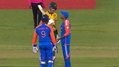 Sanju Samson and Suryakumar Yadav argue with Marco Jansen ((X Images) ) Sanju Samson and Suryakumar Yadav argue with Marco Jansen ((X Images) )