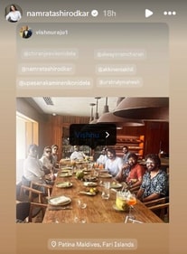 A screen grab of Namrata Shirodkar's Instagram stories. A screen grab of Namrata Shirodkar's Instagram stories.
