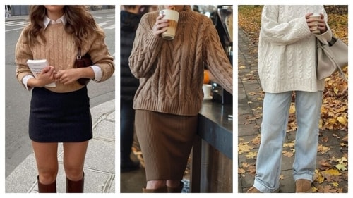 Cable-knit sweater goes well with both casual and academic looks. (Pinterest) Cable-knit sweater goes well with both casual and academic looks. (Pinterest)