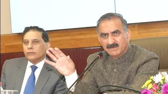 Himachal CM Sukhvinder Sukhu during the DC-SP conference in Shimla. (HT Photo)