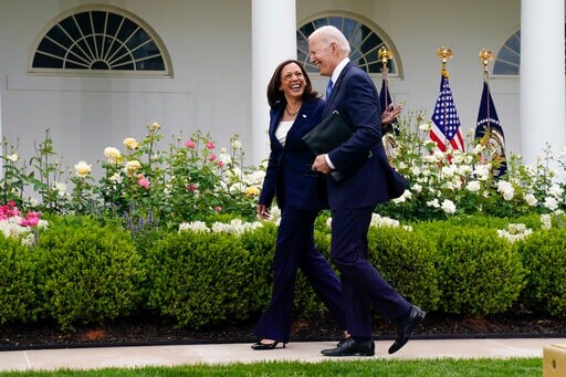 Joe Biden praises Kamala Harris for having a ‘backbone like a ramrod' (AP) Joe Biden praises Kamala Harris for having a ‘backbone like a ramrod' (AP)