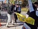Image of Hindu devotees being allegedly attacked by Khalistani radicals at a Brampton temple. 