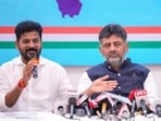 Mumbai: (L-R) Telangana Chief Minister Revanth Reddy, Karnataka Deputy Chief Minister DK Shivakumar and Himachal Pradesh Chief Minister Sukhvinder Singh Sukhu address a press conference ahead of the Maharashtra Assembly elections, in Mumbai, Saturday, Nov. 9, 2024. Mumbai: (L-R) Telangana Chief Minister Revanth Reddy, Karnataka Deputy Chief Minister DK Shivakumar and Himachal Pradesh Chief Minister Sukhvinder Singh Sukhu address a press conference ahead of the Maharashtra Assembly elections, in Mumbai, Saturday, Nov. 9, 2024.