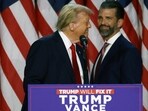 In a controversial Instagram post, Donald Trump Jr. joked about domestic violence while celebrating his father's election victories over Clinton and Harris.
Joe Raedle/Getty Images/AFP (Photo by JOE RAEDLE / GETTY IMAGES NORTH AMERICA / Getty Images via AFP) In a controversial Instagram post, Donald Trump Jr. joked about domestic violence while celebrating his father's election victories over Clinton and Harris.
Joe Raedle/Getty Images/AFP (Photo by JOE RAEDLE / GETTY IMAGES NORTH AMERICA / Getty Images via AFP)