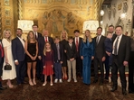 Elon Musk and his son X Æ A-Xii (second right) pose with Trump's family. 
