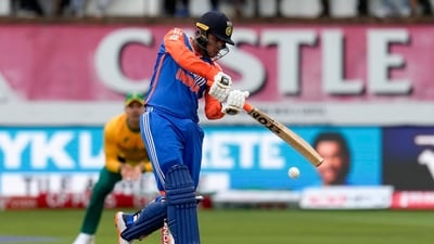 India's batsman Abhishek Sharma plays a shot during the T20 International cricket match against South Africa. (AP) India's batsman Abhishek Sharma plays a shot during the T20 International cricket match against South Africa. (AP)