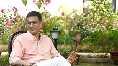 CJI Dhananjaya Y Chandrachud at his residence in New Delhi on Saturday. (Vipin Kumar/HT Photo) CJI Dhananjaya Y Chandrachud at his residence in New Delhi on Saturday. (Vipin Kumar/HT Photo)
