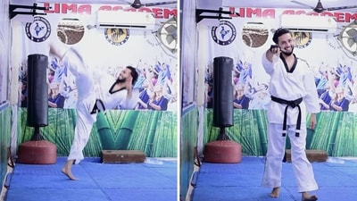 The image shows a Delhi man who set a Guinness World Record by mastering the “martial arts 360 kick." (Instagram/@guinnessworldrecords) The image shows a Delhi man who set a Guinness World Record by mastering the “martial arts 360 kick." (Instagram/@guinnessworldrecords)