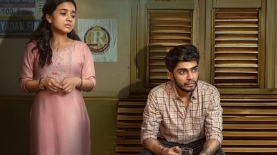I Am Kathalan review: Anishma and Naslen Gafoor in a still from the film. I Am Kathalan review: Anishma and Naslen Gafoor in a still from the film.