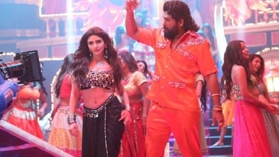Sreeleela and Allu Arjun's working still was leaked on X from the Pushpa 2: The Rule sets. Sreeleela and Allu Arjun's working still was leaked on X from the Pushpa 2: The Rule sets.