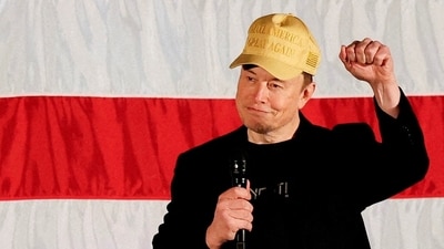 Tesla CEO and X owner Elon Musk, who supports Republican presidential nominee former U.S. President Donald Trump, gestures as he speaks about voting during an America PAC Town Hall in Folsom, Pennsylvania, U.S. (File image) (REUTERS)