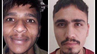 The arrested accused Anmolpreet Singh, 23, and (right) Navjot Singh, 26, both residents of Barnala. (HT Photo)