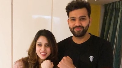 Rohit Sharma with wife Ritika Sajdeh (Twitter/Rohit Sharma) Rohit Sharma with wife Ritika Sajdeh (Twitter/Rohit Sharma)