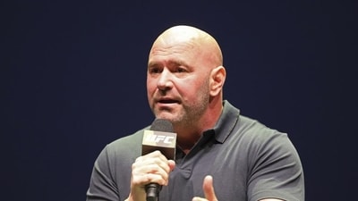FILE - In this Sept. 19, 2019, file photo, UFC President Dana White speaks at a news conference in New York. (AP) FILE - In this Sept. 19, 2019, file photo, UFC President Dana White speaks at a news conference in New York. (AP)