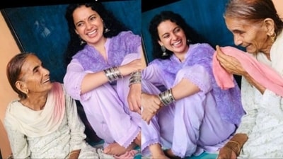 Kangana Ranaut shared several pictures on Instagram with her grandmother. Kangana Ranaut shared several pictures on Instagram with her grandmother.
