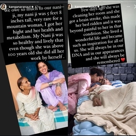 The last picture showed Kangana sitting next to her grandmother. The last picture showed Kangana sitting next to her grandmother.