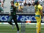Shaheen Afridi celebrates the wicket of Aaron Hardie during the 3rd ODI in Perth, Shaheen Afridi celebrates the wicket of Aaron Hardie during the 3rd ODI in Perth,