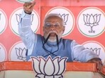 Prime Minister Narendra Modi addresses a public meeting ahead of Jharkhand Assembly elections, in Bokaro district, Jharkhand.
