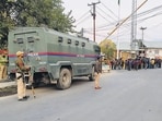 Security personnel keep vigil after two VDGs were killed by terrorists on Thursday, in Kishtwar. (PTI)
