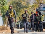 Security personnel during an encounter with terrorists at Sagipora area of Sopore, in Baramulla district, J&K. Security personnel during an encounter with terrorists at Sagipora area of Sopore, in Baramulla district, J&K.