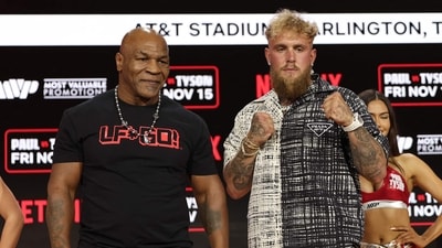 Mike Tyson vs Jake Paul fight rescheduled for Friday, November 15.
Michael Loccisano/Getty Images/AFP (Photo by Michael loccisano / GETTY IMAGES NORTH AMERICA / Getty Images via AFP) (Getty Images via AFP) Mike Tyson vs Jake Paul fight rescheduled for Friday, November 15.
Michael Loccisano/Getty Images/AFP (Photo by Michael loccisano / GETTY IMAGES NORTH AMERICA / Getty Images via AFP) (Getty Images via AFP)