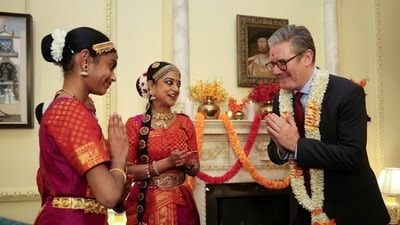Britain's Prime Minister Keir Starmer at Diwali reception at 10 Downing Street in London. (AP)