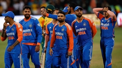 India's players celebrate after winning the first T20I. (AFP) India's players celebrate after winning the first T20I. (AFP)