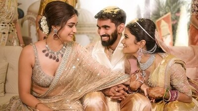 Numerous Tollywood celebrities, like actor Keerthy Suresh, attended the wedding and shared an inside glimpse on social media. (Instagram: RVR Pro) Numerous Tollywood celebrities, like actor Keerthy Suresh, attended the wedding and shared an inside glimpse on social media. (Instagram: RVR Pro)