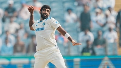 India's Jasprit Bumrah on the first day of the second Test between India and New Zealand (PTI) India's Jasprit Bumrah on the first day of the second Test between India and New Zealand (PTI)