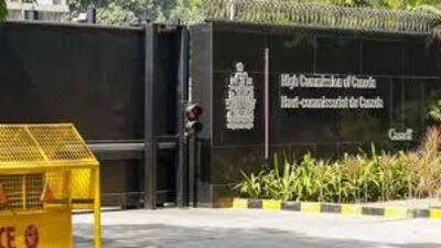 Security was beefed up outside the Canadian high commission in New Delhi (HT File)
