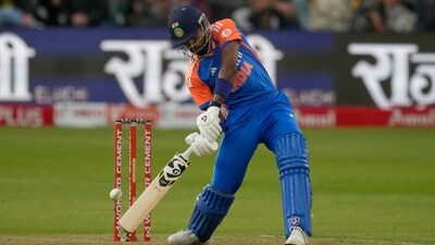 Hardik Pandya tried to provide a late push but he could only end up scoring 39 runs in 45 balls as India were restricted to a score of 124/6. (AP) Hardik Pandya tried to provide a late push but he could only end up scoring 39 runs in 45 balls as India were restricted to a score of 124/6. (AP)