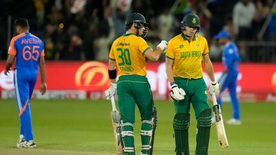 However, Gerald Coetzee then provided the impetus and Tristan Stubbs maintained the pace in the death overs as the pair went about turning the match back in South Africa's favour. (AP) However, Gerald Coetzee then provided the impetus and Tristan Stubbs maintained the pace in the death overs as the pair went about turning the match back in South Africa's favour. (AP)