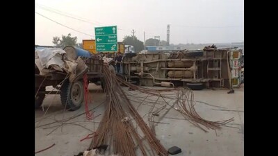 The mishap site in Jhajjar on Sunday. (HT photo)