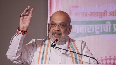 Union home ministerAmit Shah speaks during the BJP’s manifesto release for the Maharashtra Assembly elections in Mumbai on Sunday. (PTI) Union home ministerAmit Shah speaks during the BJP’s manifesto release for the Maharashtra Assembly elections in Mumbai on Sunday. (PTI)