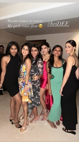 Ananya Panday poses with the bride and her gang.