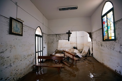 A chapel inside a flood damaged cemetery is seen after floods in Alfafar on the outskirts of Valencia, Spain. (AP) A chapel inside a flood damaged cemetery is seen after floods in Alfafar on the outskirts of Valencia, Spain. (AP)